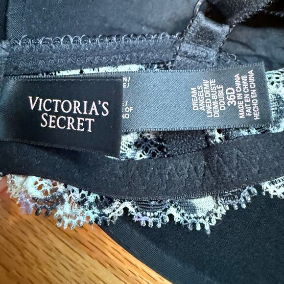 Victoria's Secret Dream Angel Bra 36D Floral Lace Bow Detail Padded Push Up - Picture 4 of 5